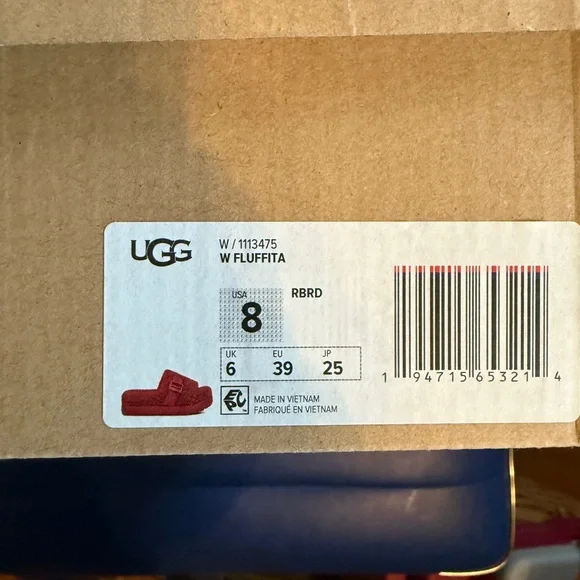 UGG Red Fluffita Slide Sandals  W 8 NIB HTF - Picture 6 of 9